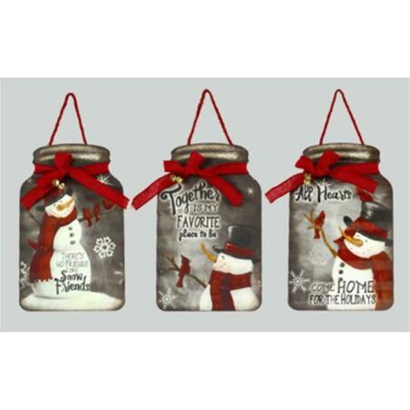 YOUNGS Metal Snowman Wall Sign, Assorted Color - 3 Piece 97499